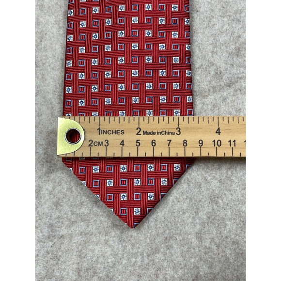 Brooks Brothers Makers Red White Blue Geometric Squares Necktie Neck Tie - Picture 5 of 7